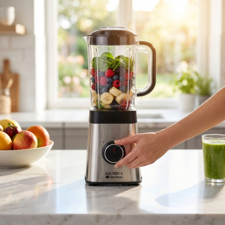 Blender multifunctional AIRNOVA® VitaBlend BLD-02, 1000W, 1.25L, baza cuplu ridicat, lame inox, functii multiple: smoothie, lapte soia, gheata, maruntire, 2 viteze [6]