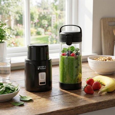 Blender Portabil AIRNOVA® VitaBlend BLD-08, 380 ml, Incarcare USB, 4000mAh, Smoothie Maker, Lame Inox [5]