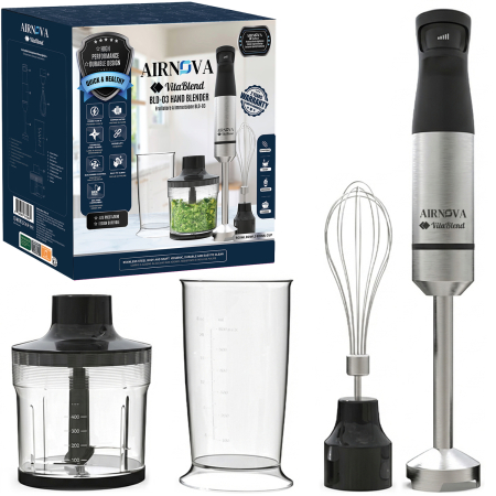 Blendere | Mixere | Tocatoare - Blender vertical AIRNOVA VitaBlend BLD-03, 1200W, 25000 RPM, mixer vertical cu Recipient tip bol 500ml, Recipient tip sticla 600ml