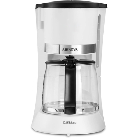 Espressoare si cafetiere - Cafetiera AIRNOVA Caffelana® CAF-01, 800W, 1.5L, 12 Cesti, Filtru cafea lavabil, Mentinere cald, Antipicurare, Alb