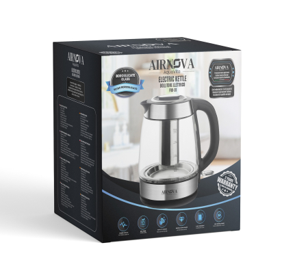 Fierbator apa cu filtru pentru ceai AIRNOVA® AquaVita, 2200W, Capacitate 2.0L, Filtru detasabil, Oprire automata, Inox/Negru [12]
