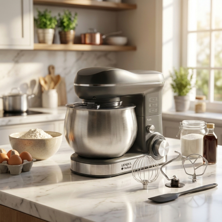 Mixer cu bol AIRNOVA® VitaBlend BLD-10, 1800W, Bol inox 5L, 3 Accesorii, 6 Viteze, Negru/Inox [5]