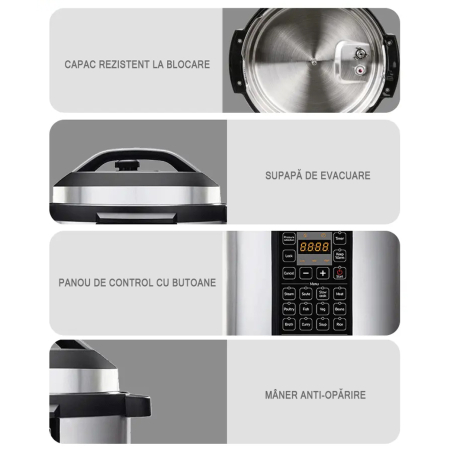 RESIGILAT: Multicooker Electric AIRNOVA® GustoVita 6L, 1000W, Oala sub presiune 60kpa cu accesorii incluse, Lingura, Polonic, Cos de aburi - Copie [5]