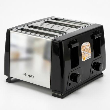 Prajitor de paine AIRNOVA® CrispToast, 1500W, 4 felii, 6 trepte rumenire, Design Negru-Inox [2]