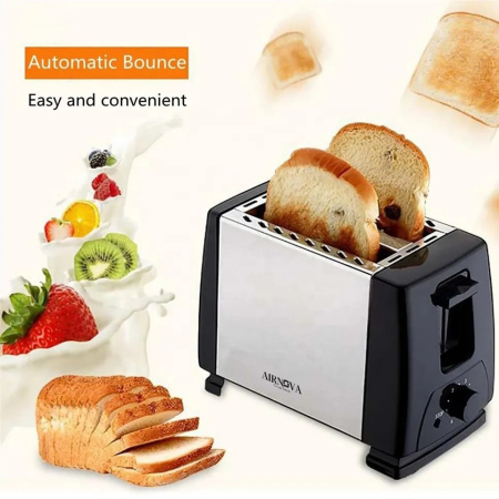 Prajitor de paine AIRNOVA® CrispToast, 750W, 2 felii, 6 trepte rumenire, Design Negru-Inox [1]