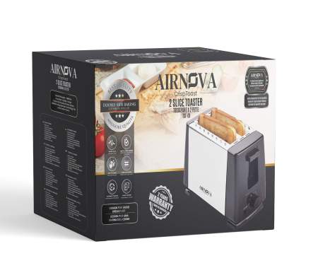 Prajitor de paine AIRNOVA® CrispToast, 750W, 2 felii, 6 trepte rumenire, Design Negru-Inox [6]