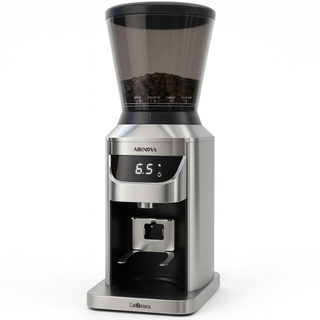 Espressoare si cafetiere - Rasnita electrica de cafea AIRNOVA Caffelana® CAF-13, cu cutite conice (Conical Burr), 180W, Capacitate 320 g, Control Touch, Inox