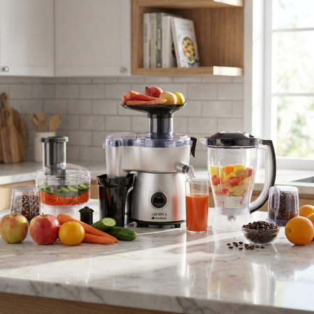 Robot de bucatarie AIRNOVA® VitaBlend BLD-09, Multifunctional 7 in 1, 800W, cu Blender, Tocator, Rasnita si Accesorii [3]