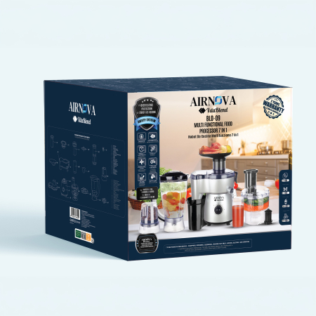 Robot de bucatarie AIRNOVA® VitaBlend BLD-09, Multifunctional 7 in 1, 800W, cu Blender, Tocator, Rasnita si Accesorii [4]