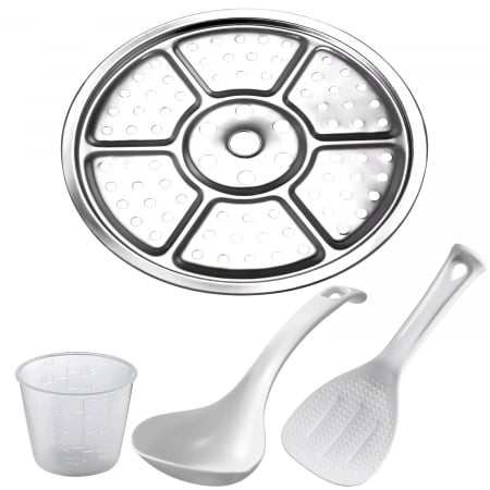 Multicooker/Oala sub presiune - Set accesorii multicooker, 1 x cos de aburi, 1 x lingura orez, 1 x polonic supe, 1 x pahar gradat