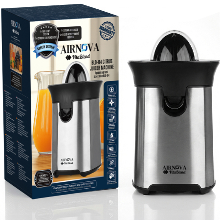 Blendere | Mixere | Tocatoare - Storcator Electric Citrice AIRNOVA® VitaBlend BLD-04, 130W, Otel Inoxidabil, Silentios, Cu Sistem Anti-Picurare