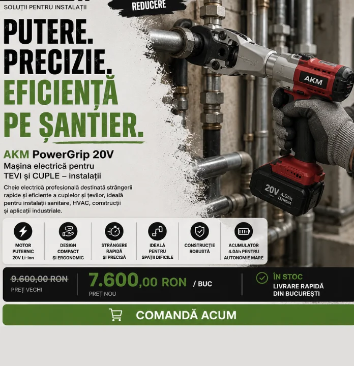 AKM PowerGrip 20V - Masina Electrica pentru TEVI si CUPLE - instalatii AKM