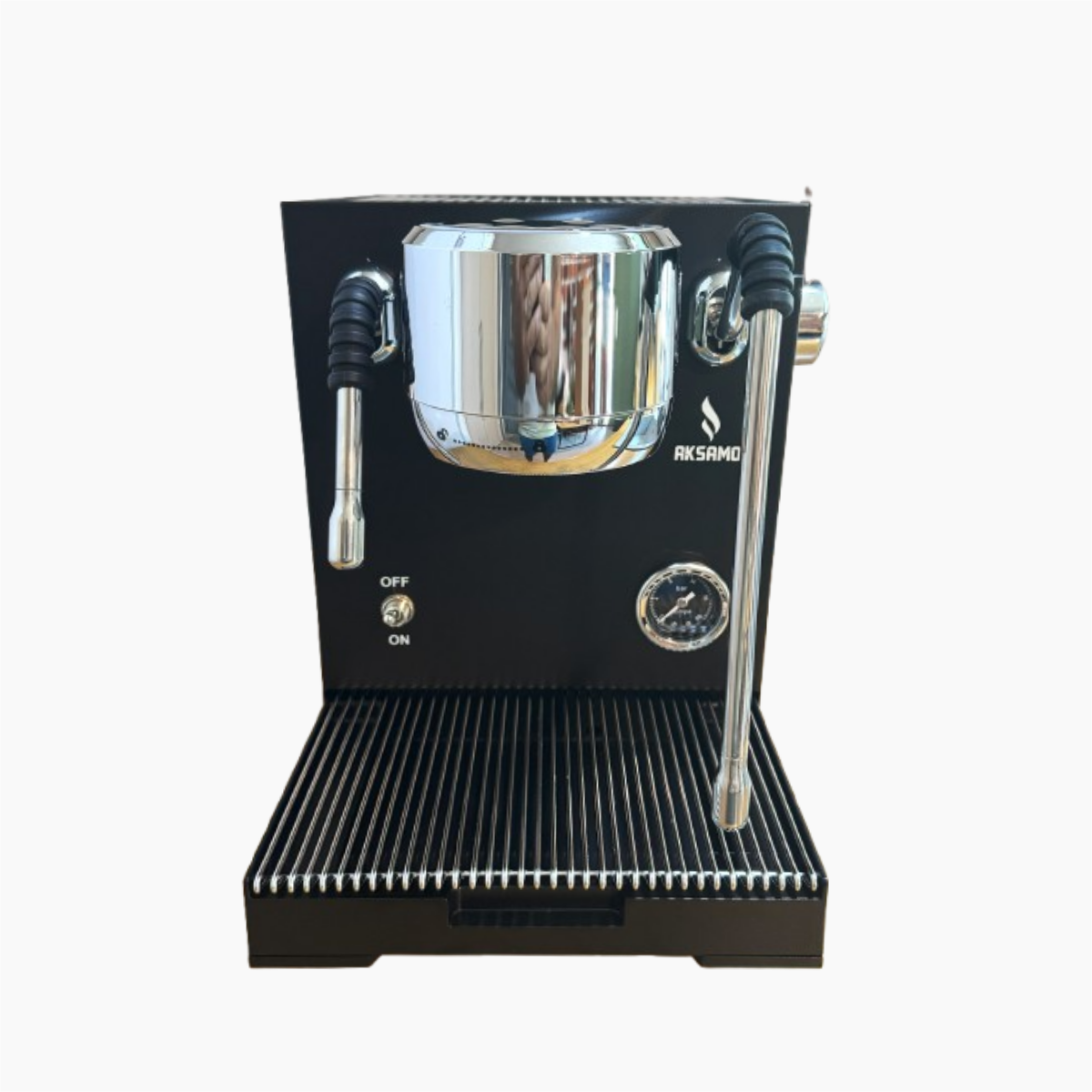 Cafea - Espressor Semi-automat Profesional AKSAMO, OPV 9 Bari, 2800 W, Rezervor 2 L, Control Digital,  Design Negru Elegant cu Accente Cromate