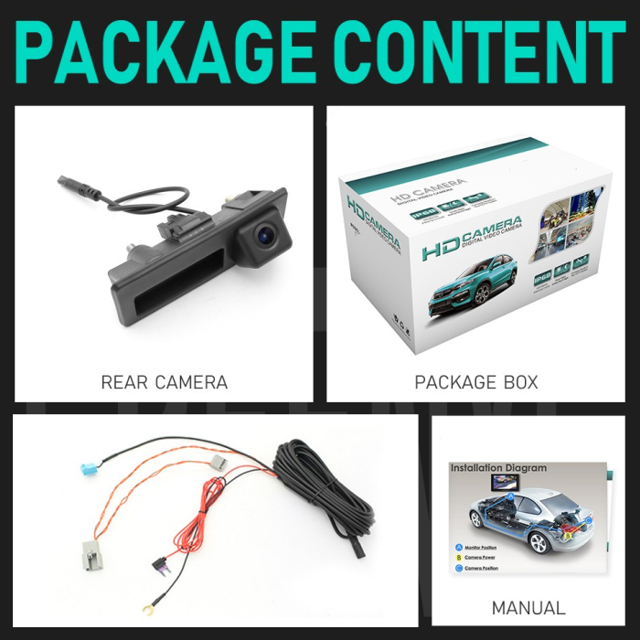 Camera marsarier HD, unghi 170 grade cu StarLight Night Vision pentru RCD330 cu MIB pentru Passat, Golf, Touareg, Touran, Tiguan, Jetta - V903 [10]