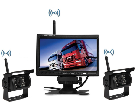 CAMERE MARSARIER - Kit marsarier wireless cu 2 camere si display de 7" 12V~24V, K612W pentru Camioane, Autocare, Bus-uri