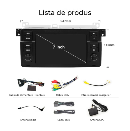 NAVIGATII DEDICATE - Navigație BMW Seria3 E90 E91 E92 E93 2005 - 2012, 7 inci
