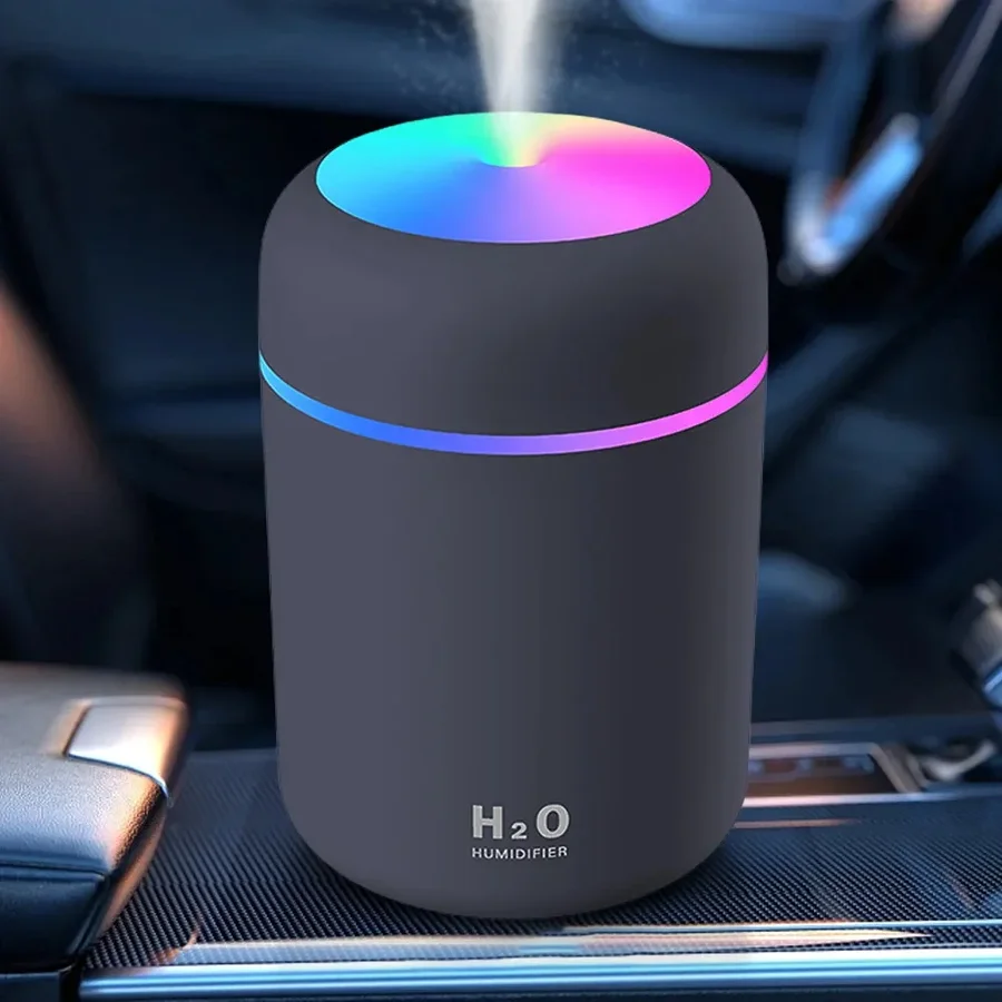 Umidificator de Aer cu Difuzor Aromaterapie pentru Casa, Birou si Masina, 300ML, Gri [2]