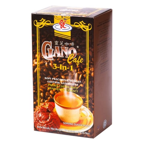 Cafea - Cafea 3-in-1 GanoCafe cu Cafea neagra, Ganoderma si Frisca vegana, 20plicuri x 21g, Gano Excel