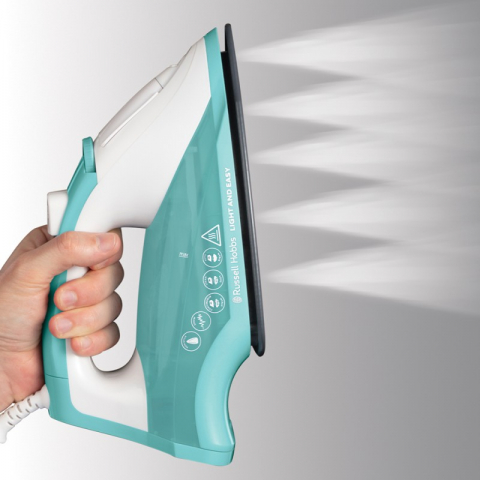 Fier de calcat cu aburi, Russell Hobbs Light and Easy, Talpa ceramica, 2400W, Alb/Verde [2]