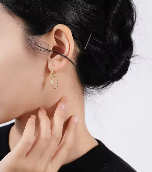 Cercei Zale din Argint 925 cu Cristale, placati cu Aur de 18K [5]