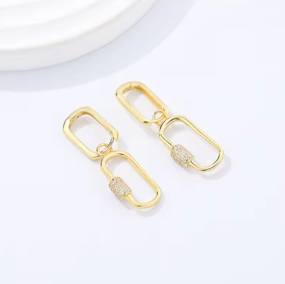 Cercei Zale din Argint 925 cu Cristale, placati cu Aur de 18K [3]