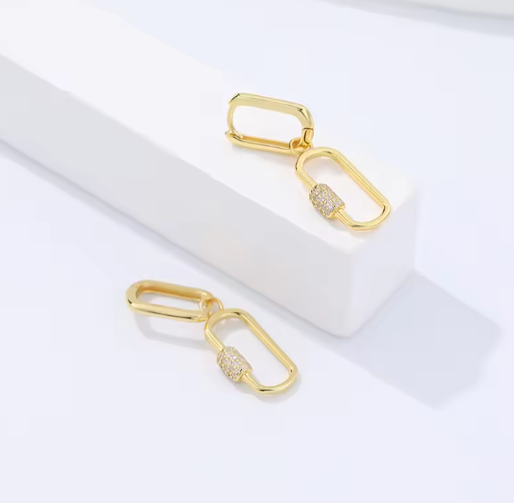 Cercei Zale din Argint 925 cu Cristale, placati cu Aur de 18K [4]