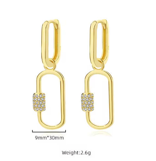 Cercei Zale din Argint 925 cu Cristale, placati cu Aur de 18K [2]