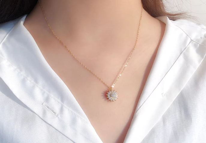 Colier Pandantiv Rotativ Floarea-Soarelui, Argint 925 [6]