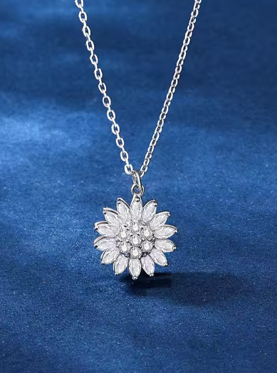 Colier Pandantiv Rotativ Floarea-Soarelui, Argint 925 [4]