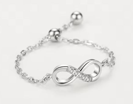 Inel Ajustabil din Argint 925, Infinit cu Piatra Zirconiu [4]