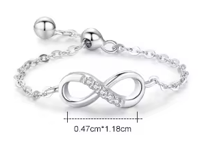 Inel Ajustabil din Argint 925, Infinit cu Piatra Zirconiu [6]