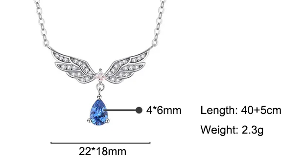 Lantisor Argint 925 Aripi de Inger si Cristal Albastru [6]