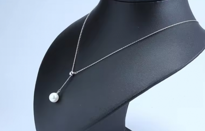 Lantisor Argint 925 cu Perla de cultura, Placat cu Rodiu [4]