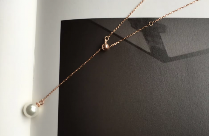 Lantisor Argint 925 cu Perla de cultura, Placat cu Rodiu [5]