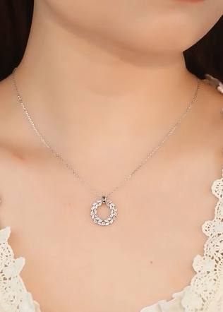 Colier din Argint 925 pandantiv cristale Cununa/Cerc [4]