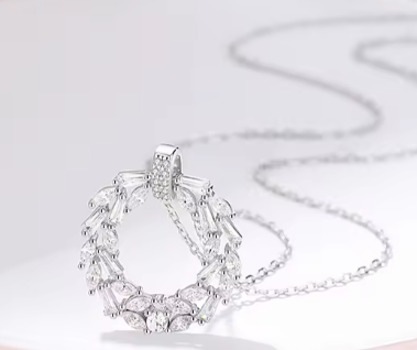 Colier din Argint 925 pandantiv cristale Cununa/Cerc [1]