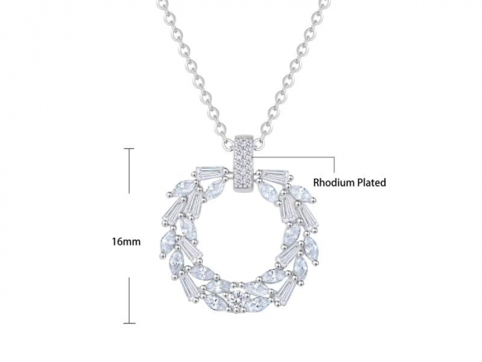 Colier din Argint 925 pandantiv cristale Cununa/Cerc [7]