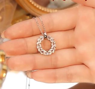 Colier din Argint 925 pandantiv cristale Cununa/Cerc [3]