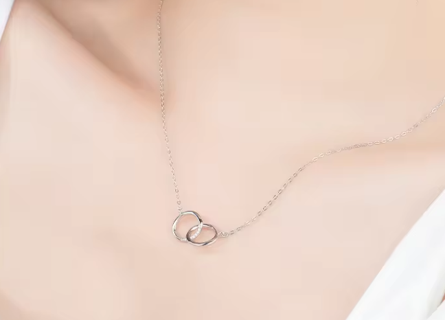 Colier din argint 925 cu Pandantiv 2 Cercuri [4]