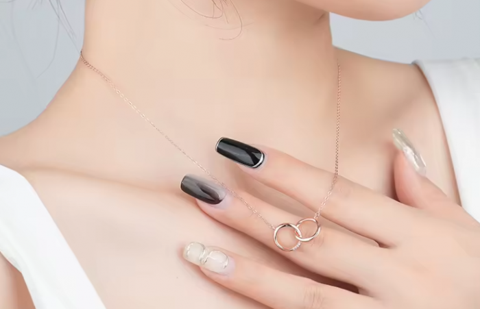 Colier din argint 925 cu Pandantiv 2 Cercuri [5]