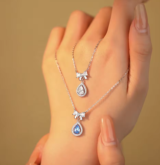 Lantisor Lacrima Albastra cu Fundita - Argint 925 [2]