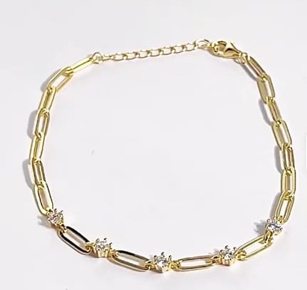 Bratari - Bratara Argint 925 cu Zale si Cristale, Aur Galben 18K