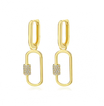 Cercei - Cercei Zale din Argint 925 cu Cristale, placati cu Aur de 18K