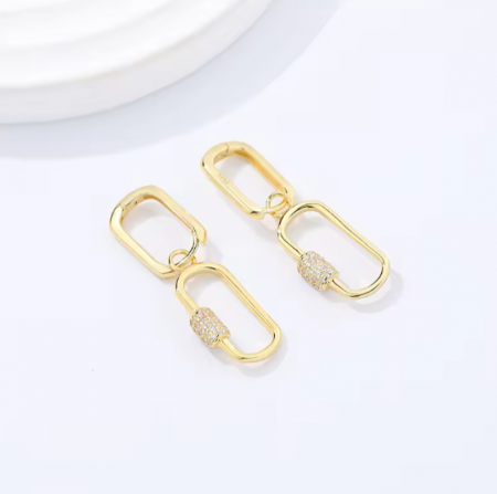 Cercei Zale din Argint 925 cu Cristale, placati cu Aur de 18K [2]