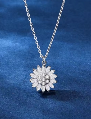 Colier Pandantiv Rotativ Floarea-Soarelui, Argint 925 [1]