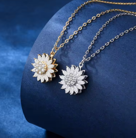 Colier Pandantiv Rotativ Floarea-Soarelui, Argint 925 [2]