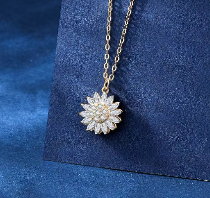 Colier Pandantiv Rotativ Floarea-Soarelui, Argint 925 [6]