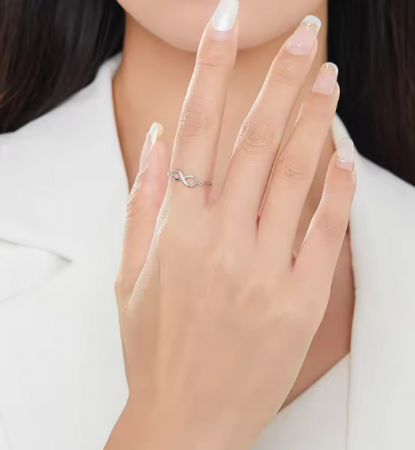 Inel Ajustabil din Argint 925, Infinit cu Piatra Zirconiu [1]