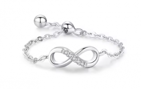 Inel Ajustabil din Argint 925, Infinit cu Piatra Zirconiu