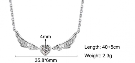 Lantisor Argint 925 Aripi de Inger si Inima, Placat cu Rodiu [6]